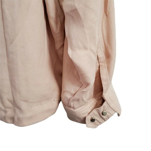 Zara Jacket Womens Small Blush Pink Zip Snap Front Drawstring‎ Hem Mock Neck - Picture 6 of 10